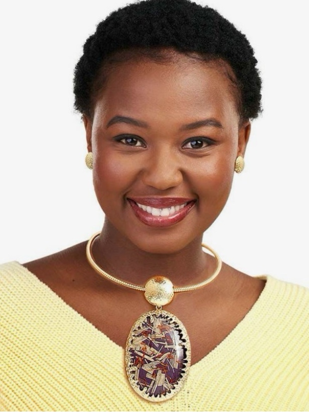 Gold Statement Pendant Choker Necklace - Gold